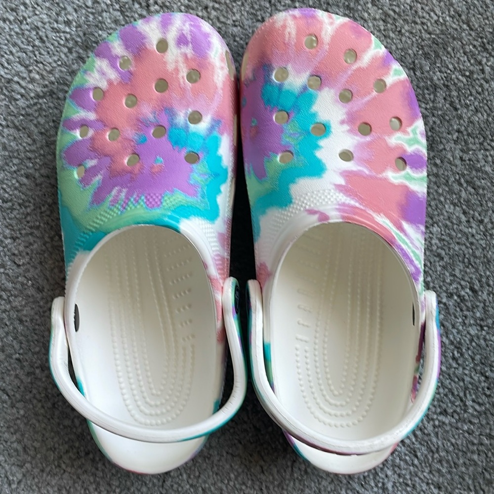 Crocs Classic Solar Rainbow Clogs.  Used only couple days size W8